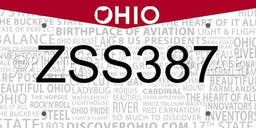 ZSS387 Ohio License Plate