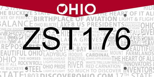 ZST176 Ohio License Plate