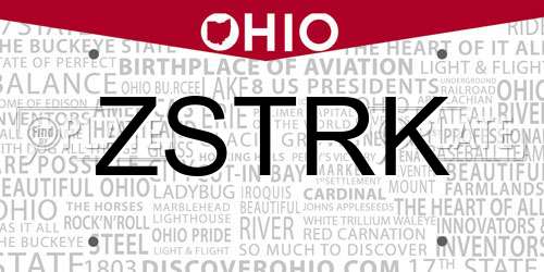 ZSTRK Ohio License Plate