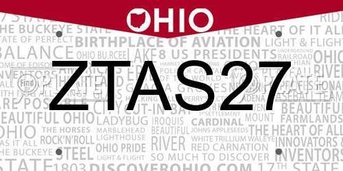 ZTAS27 Ohio License Plate