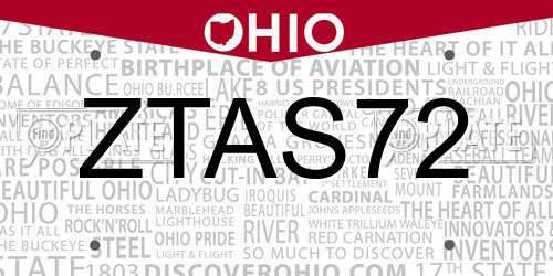 ZTAS72 Ohio License Plate