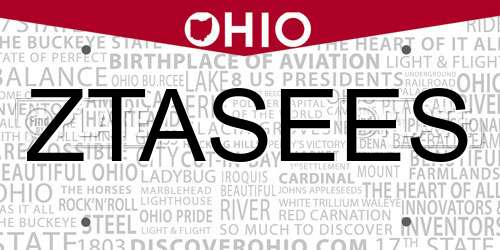 ZTASEES Ohio License Plate