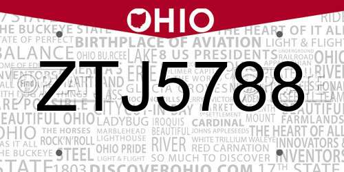 ZTJ5788 Ohio License Plate