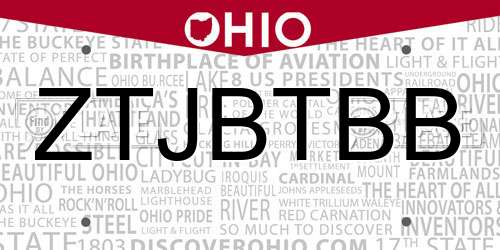 ZTJBTBB Ohio License Plate