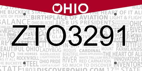 ZTO3291 Ohio License Plate