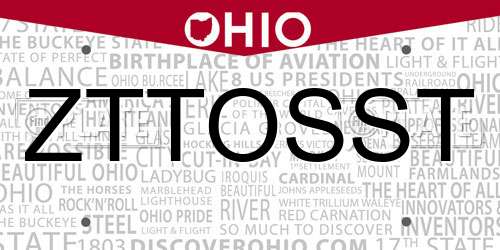 ZTTOSST Ohio License Plate