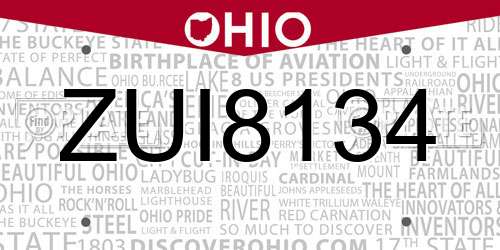 ZUI8134 Ohio License Plate