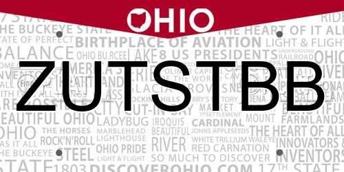 ZUTSTBB Ohio License Plate