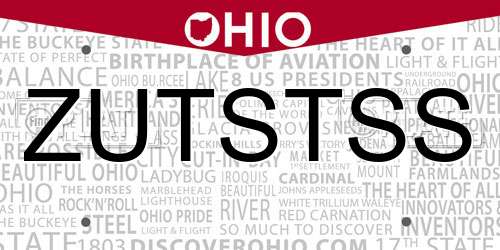 ZUTSTSS Ohio License Plate