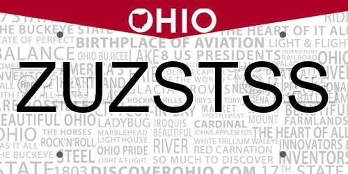 ZUZSTSS Ohio License Plate