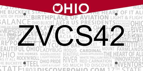 ZVCS42 Ohio License Plate