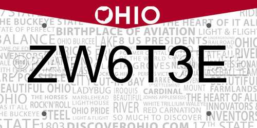 ZW6T3E Ohio License Plate