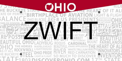 ZWIFT Ohio License Plate