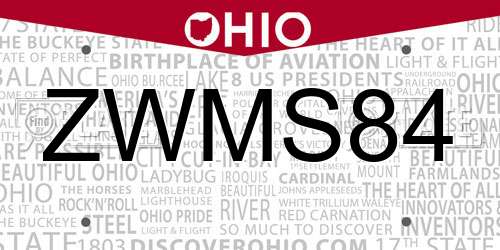 ZWMS84 Ohio License Plate