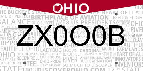 ZX0O0B Ohio License Plate