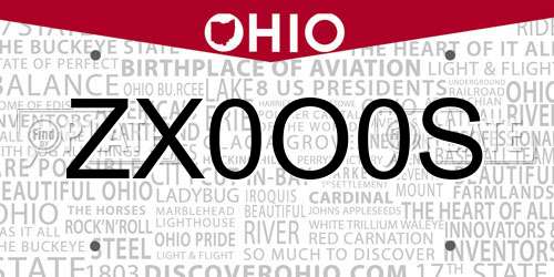 ZX0O0S Ohio License Plate