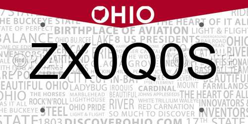 ZX0Q0S Ohio License Plate