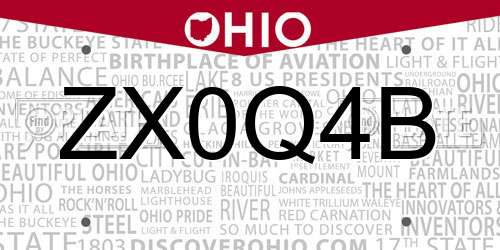 ZX0Q4B Ohio License Plate