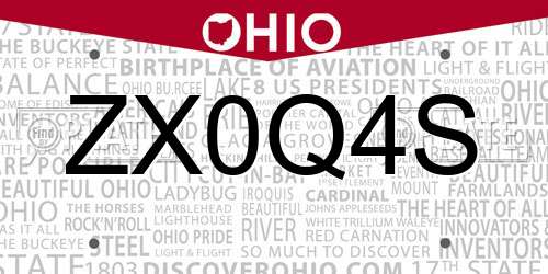 ZX0Q4S Ohio License Plate