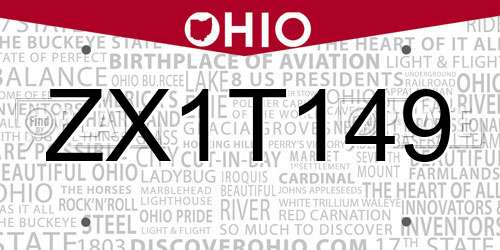 ZX1T149 Ohio License Plate