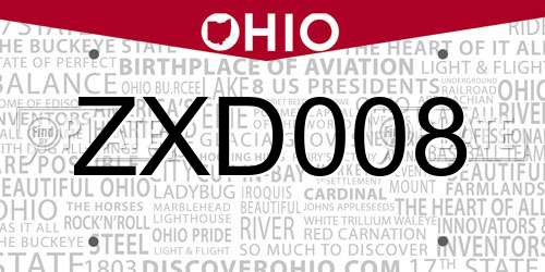 ZXD008 Ohio License Plate
