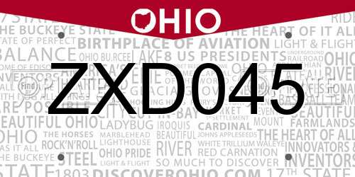 ZXD045 Ohio License Plate