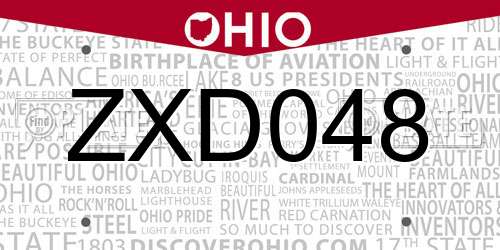 ZXD048 Ohio License Plate