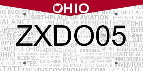ZXDO05 Ohio License Plate