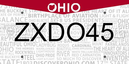 ZXDO45 Ohio License Plate