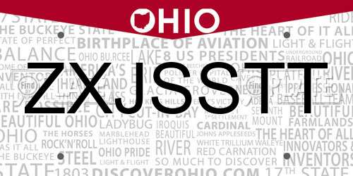 ZXJSSTT Ohio License Plate