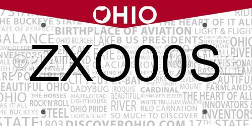 ZXO00S Ohio License Plate