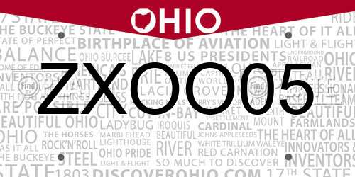 ZXOO05 Ohio License Plate