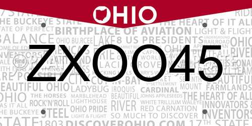 ZXOO45 Ohio License Plate