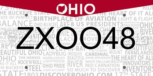 ZXOO48 Ohio License Plate