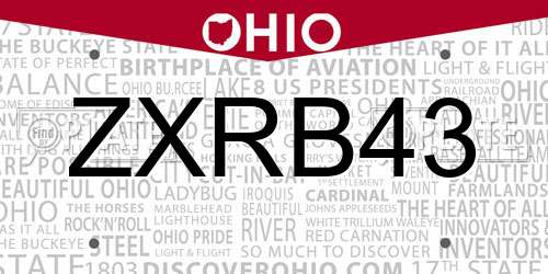 ZXRB43 Ohio License Plate