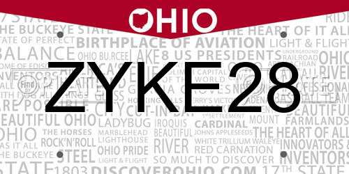 ZYKE28 Ohio License Plate