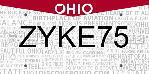 ZYKE75 Ohio License Plate