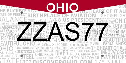 ZZAS77 Ohio License Plate