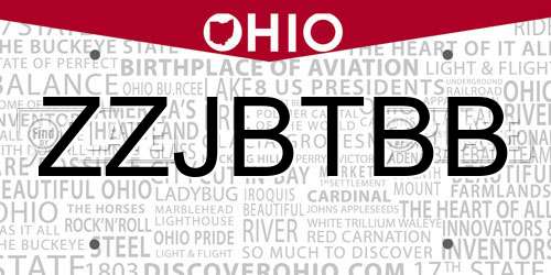 ZZJBTBB Ohio License Plate