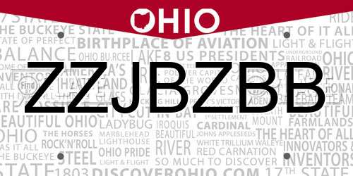 ZZJBZBB Ohio License Plate