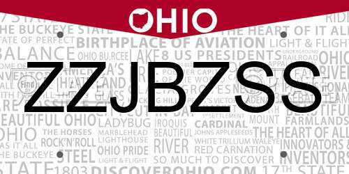 ZZJBZSS Ohio License Plate