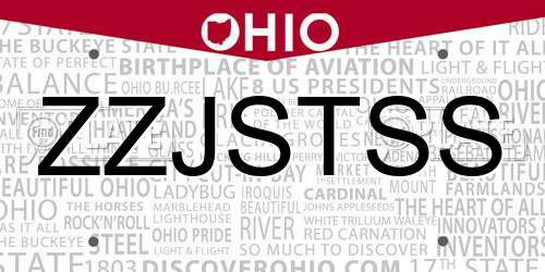 ZZJSTSS Ohio License Plate