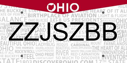 ZZJSZBB Ohio License Plate