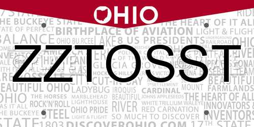 ZZTOSST Ohio License Plate