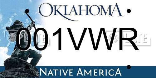 001VWR Oklahoma License Plate