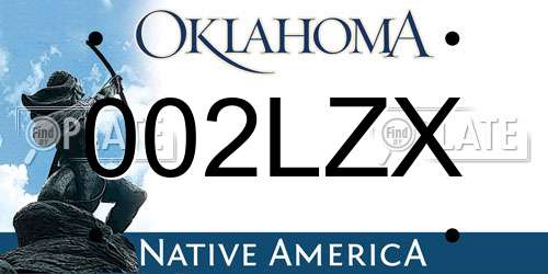 002LZX Oklahoma License Plate
