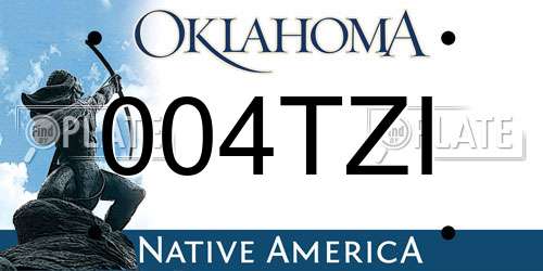 004TZI Oklahoma License Plate
