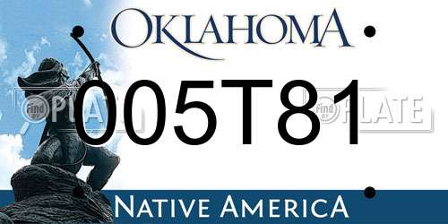 005T81 Oklahoma License Plate