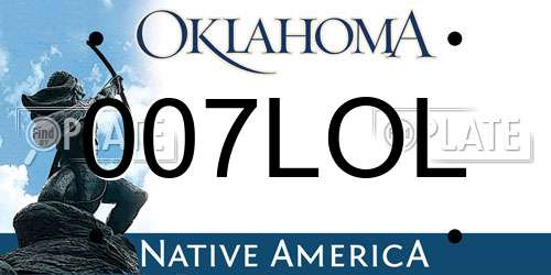 007LOL Oklahoma License Plate