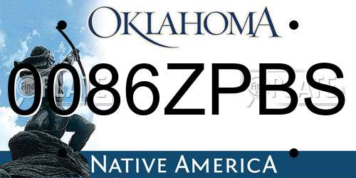 0086ZPBS Oklahoma License Plate